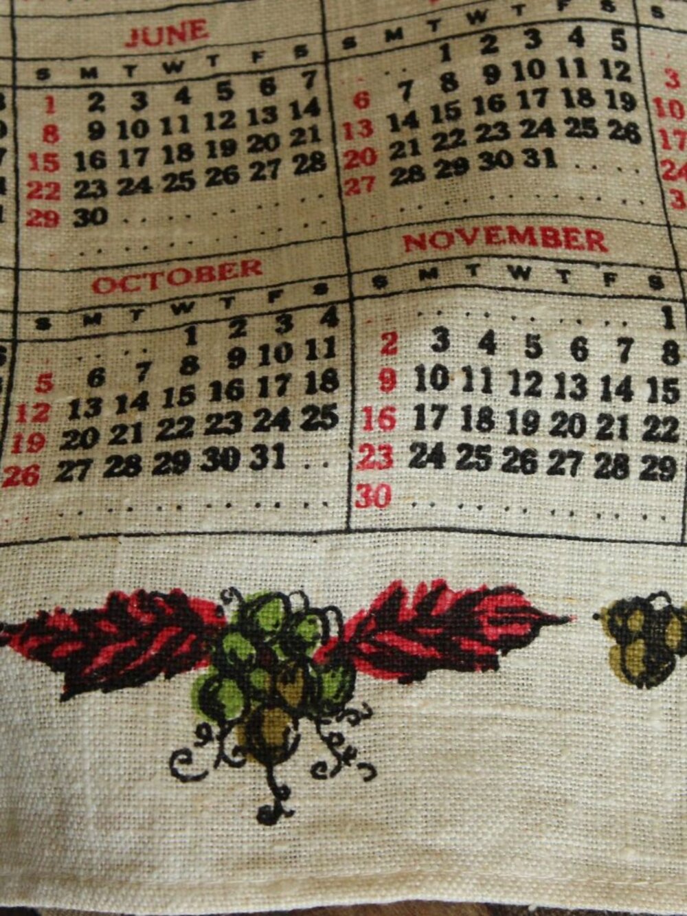 Vintage 1950s Calendar Towel, 1958 Stevens Linen Country Home Print with Hanging - Picture 7 of 14